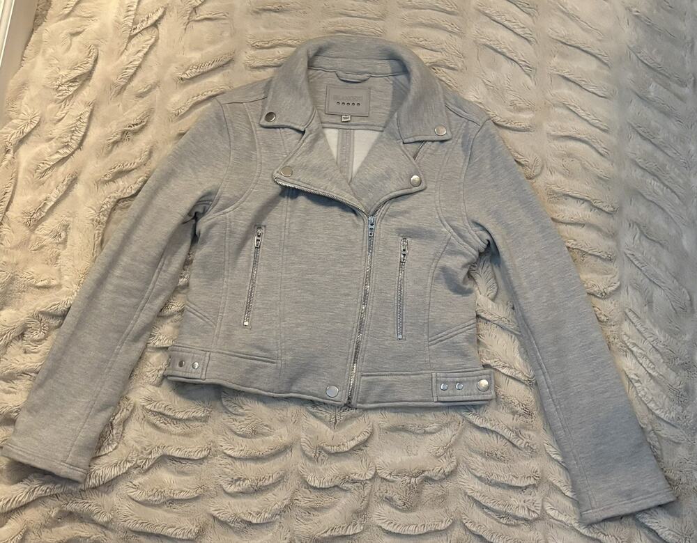 BLANKNYC Moto Biker Jacket Women M Taupe Grey size small